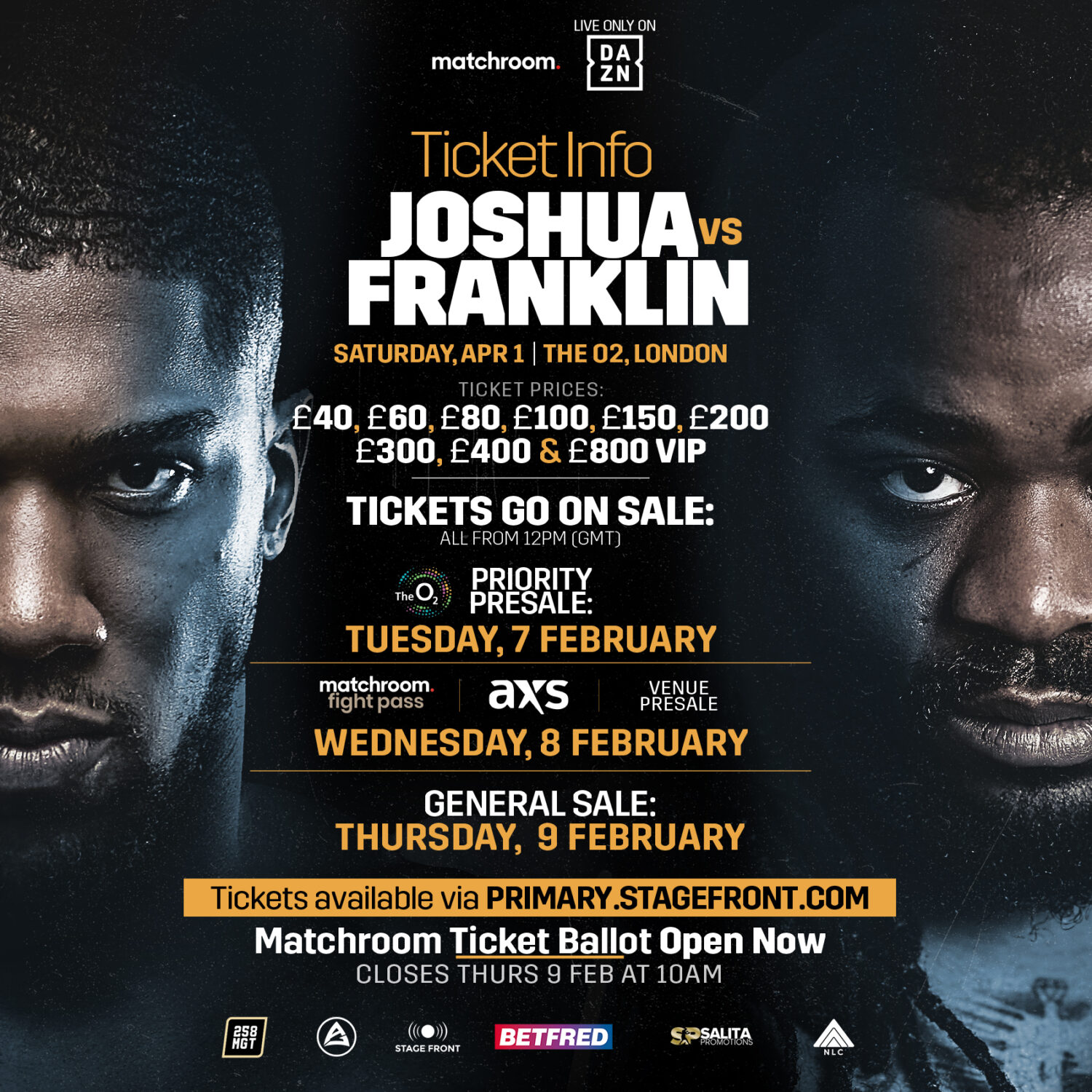 Joshua vs. Franklin tickets go on sale this week! Matchroom Boxing